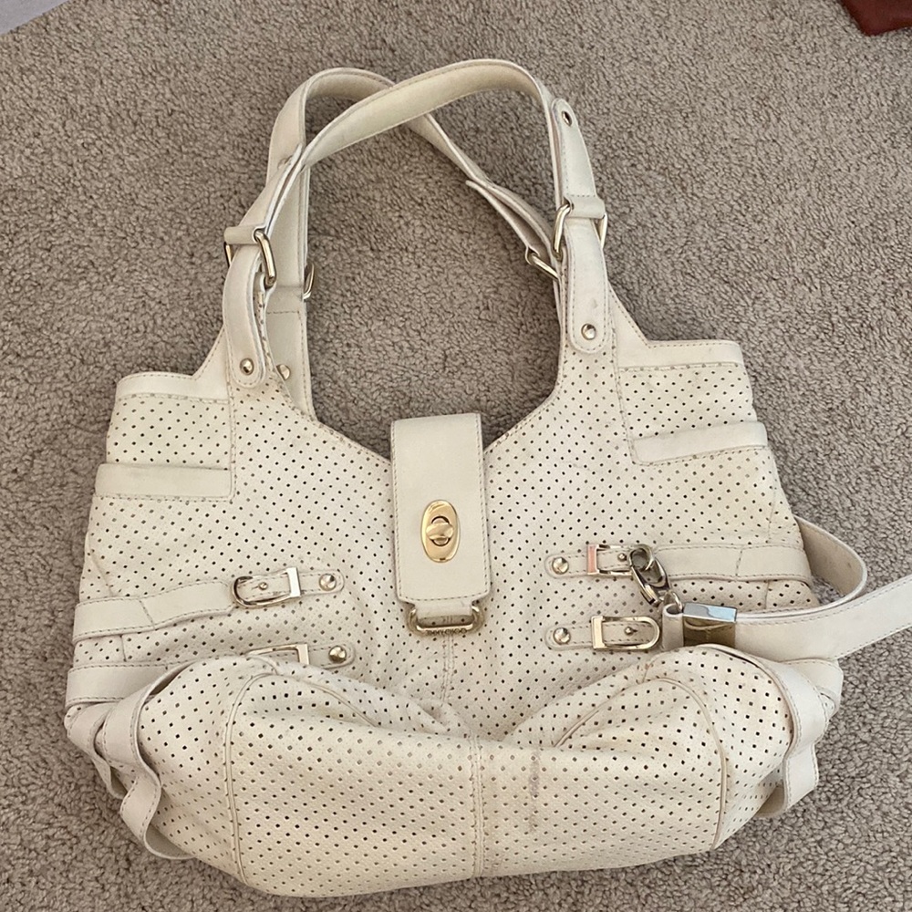 Jimmy Choo Leather Cream Shoulder Bag.